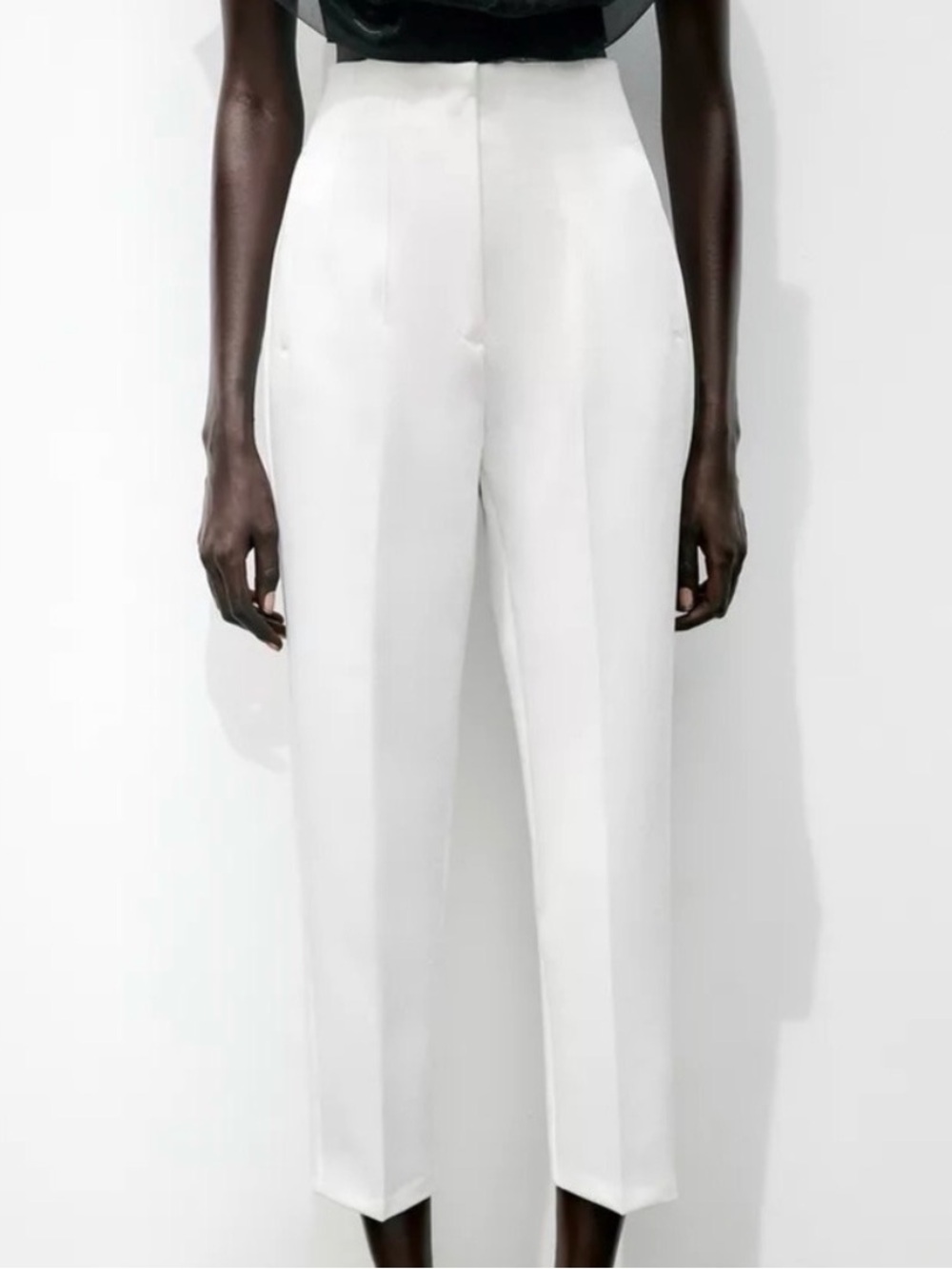 Zara High-Waist White Tailored Work Pants
